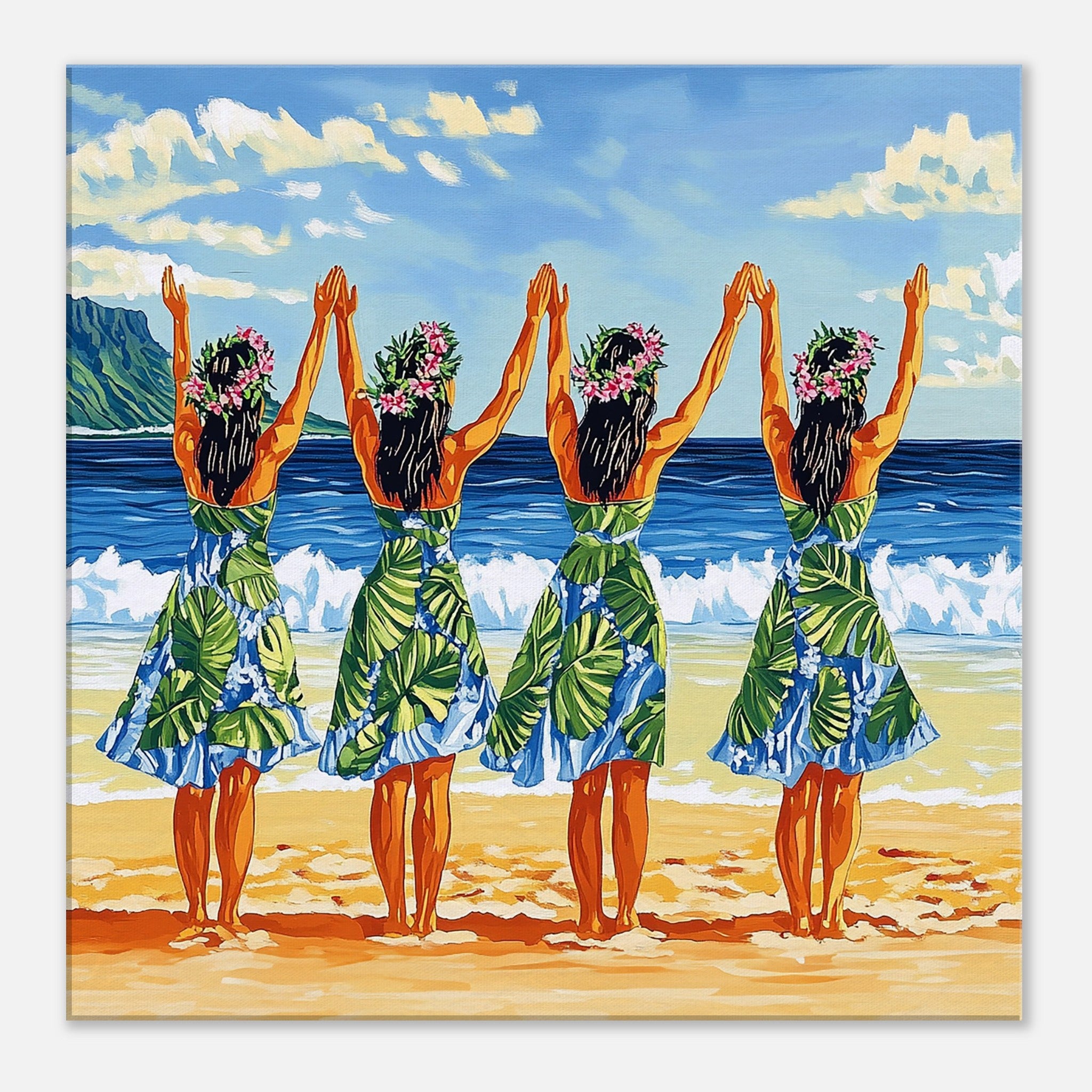 Leaf Aloha | Hawaiian Canvas Art - Hula Dancer's Prayer - slim / 30x30 cm /  12x12″