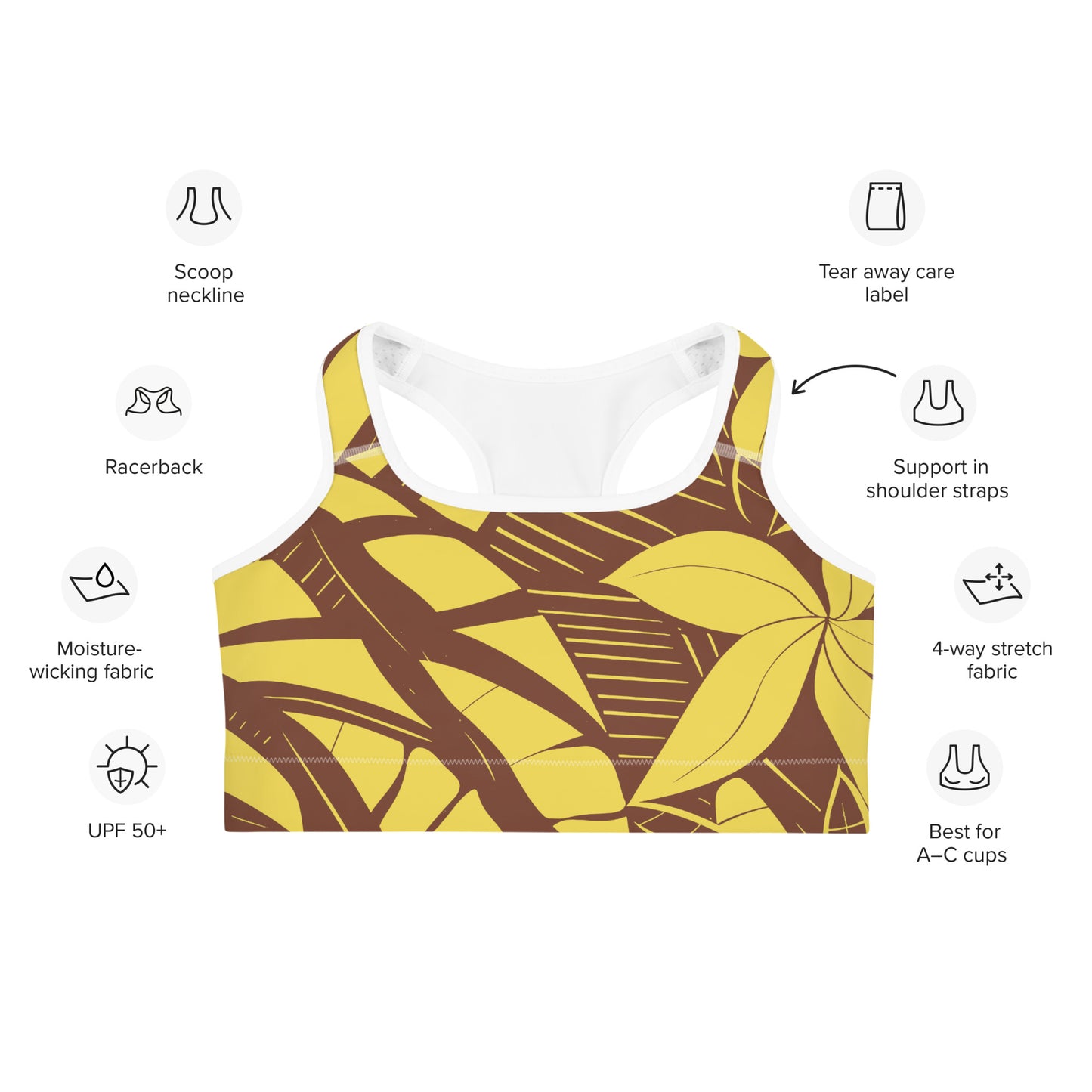 Hawaiian Design Sports Bra - High Impact