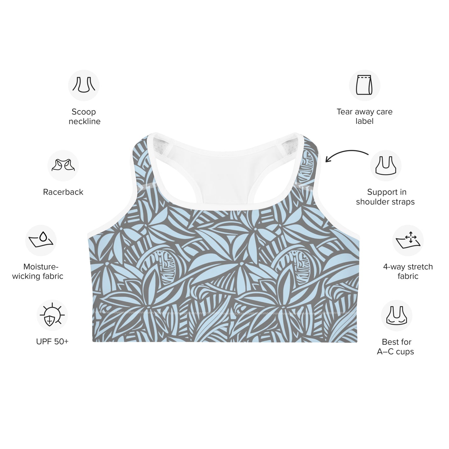 Hawaiian Design Sports Bra - Adventure Fit