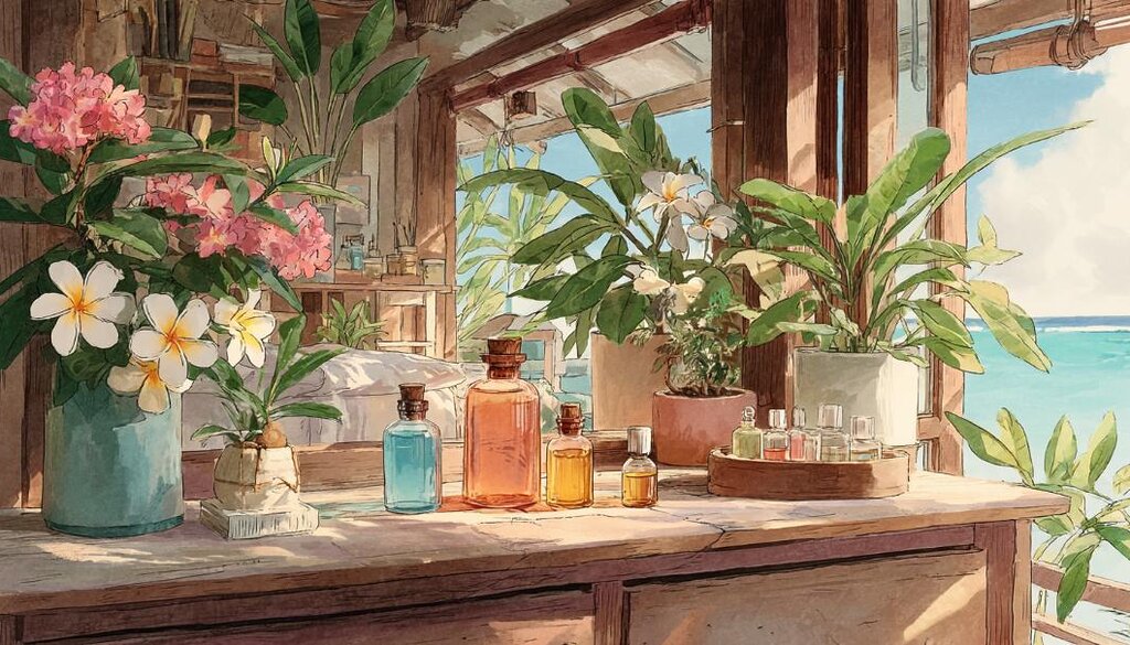 リラックスするハワイの暮らし – Hawaiian relaxation lifestyle painting