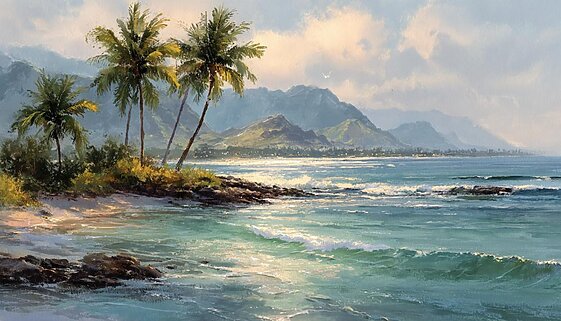 癒しのハワイ風景アート – Healing Hawaiian landscape painting