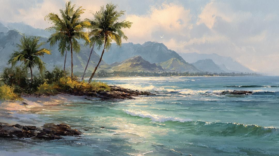 癒しのハワイ風景アート – Healing Hawaiian landscape painting
