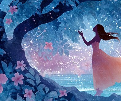 伝統的なハワイ音楽の情景 – Traditional Hawaiian music illustration