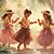 Watercolor painting of children and hula dancing