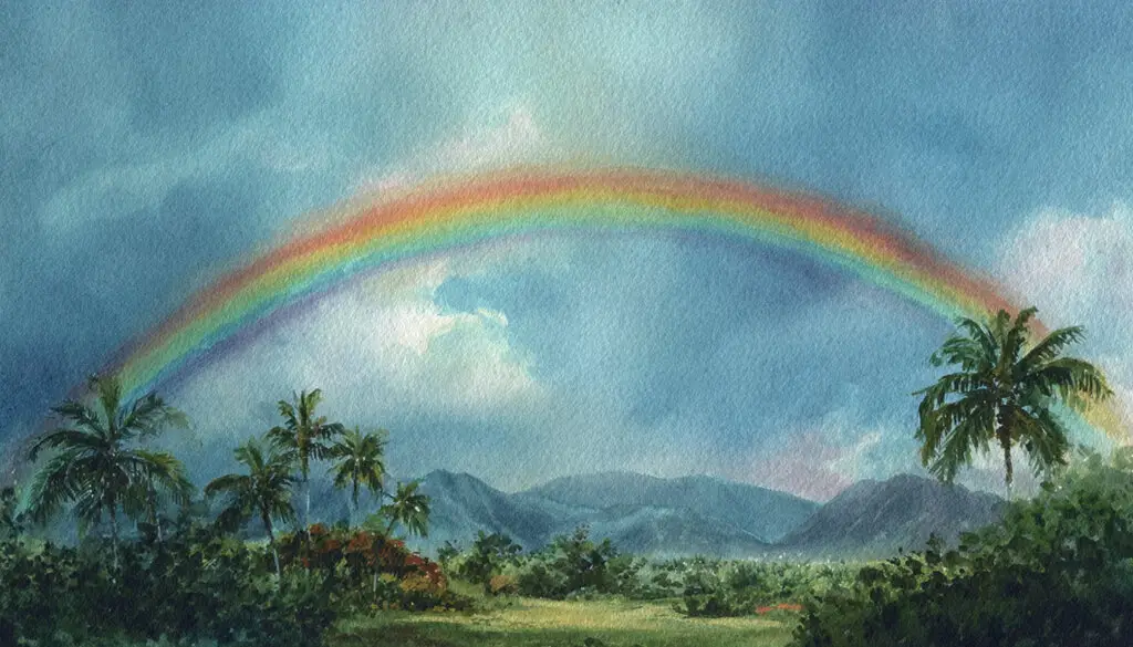 雨上がりの虹とハワイ｜心に残る一瞬を描いた一枚の絵