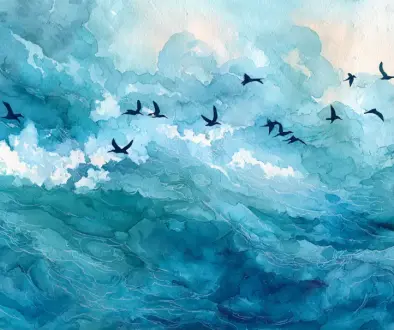 海鳥の飛ぶ方向から道を読み取る、古代ハワイの航海とナヴィゲーションの神ヒイラニの伝説をイメージした風景