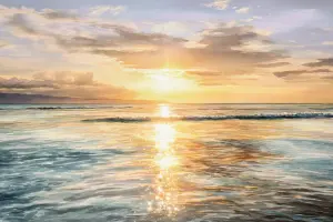 夕暮れのハワイの海と静かな空が広がる風景が、Kuleanaの意味する自分の役割と調和を象徴するイメージ