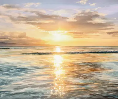 夕暮れのハワイの海と静かな空が広がる風景が、Kuleanaの意味する自分の役割と調和を象徴するイメージ