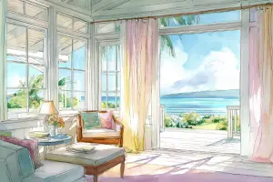 海の光がやさしく差し込むハワイの穏やかな風景が、Maluhiaの意味する平和と癒しの空間を象徴するイメージ